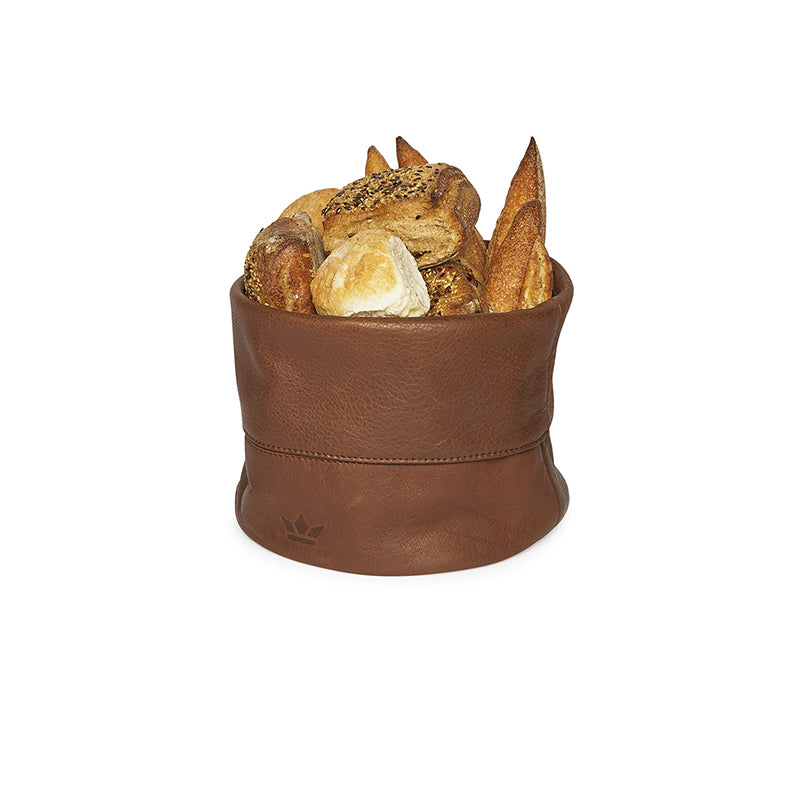 Dutchdeluxes Ben - Leather - Handmade - Unique - Bread basket - High quality - Vintage cognac