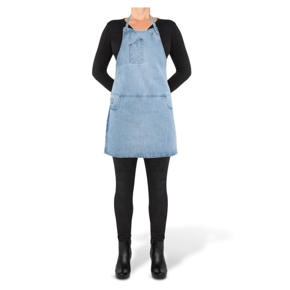 Dutchdeluxes - Cotton - Indigo jeans - Barbecue - BBQ - Kitchen apron - 5 Pockets - Light blue