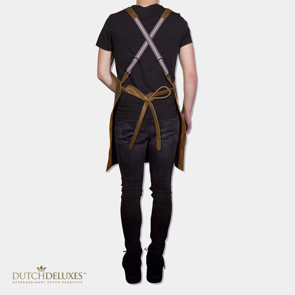 Dutchdeluxes apron - Handmade - With braces - Unique - Hospitality - Vintage brown