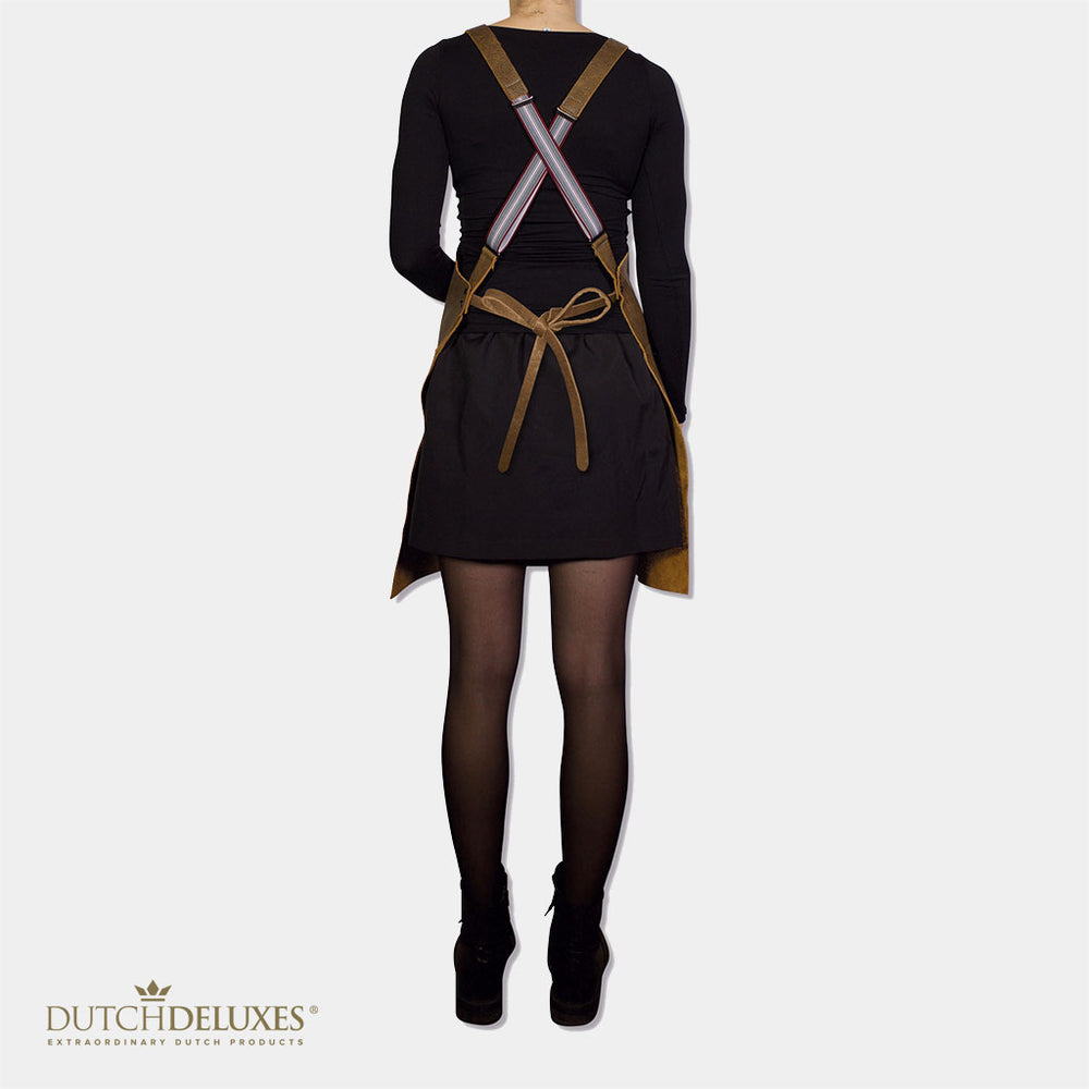 Dutchdeluxes apron - Handmade - With braces - Unique - Hospitality - Vintage brown