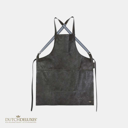 Dutchdeluxes - BBQ leather apron with braces - Grey