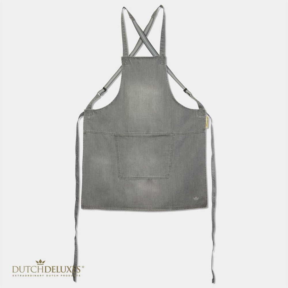 Dutchdeluxes - Handcrafted - Hospitality - Kitchen apron - Suspender Style - Denim - Easy wear - Gray