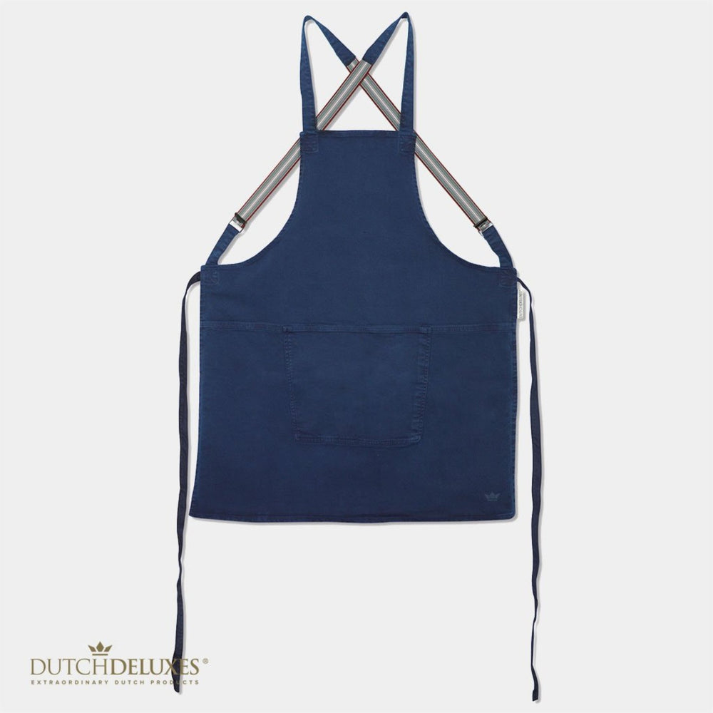 Dutchdeluxes - Handmade - Cotton - Apron with Pockets - Dark Blue Denim