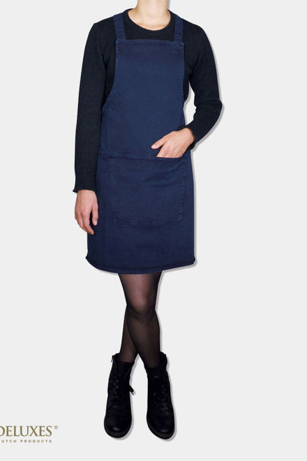 Dutchdeluxes - Handgemaakt - Katoen - Schort met betrellen - Donkerblauw Denim