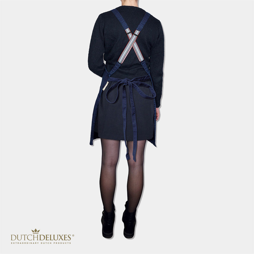 Dutchdeluxes - Handmade - Cotton - Apron with Pockets - Dark Blue Denim