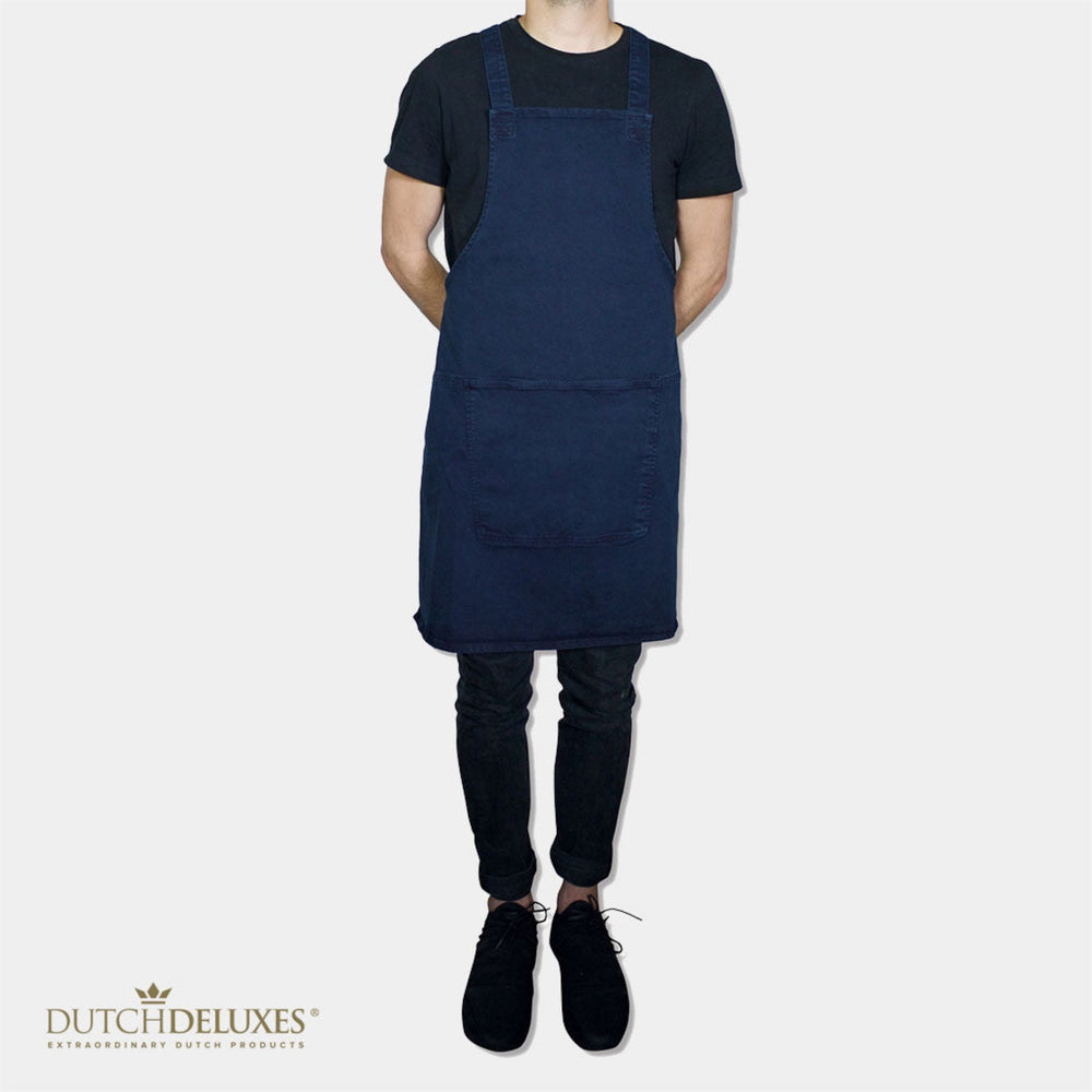 Dutchdeluxes - Handmade - Cotton - Apron with Pockets - Dark Blue Denim