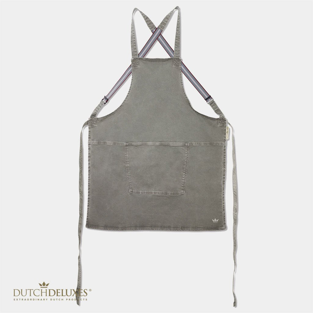 Dutchdeluxes Apron - Handmade - With straps - Unique - Hospitality - Grey