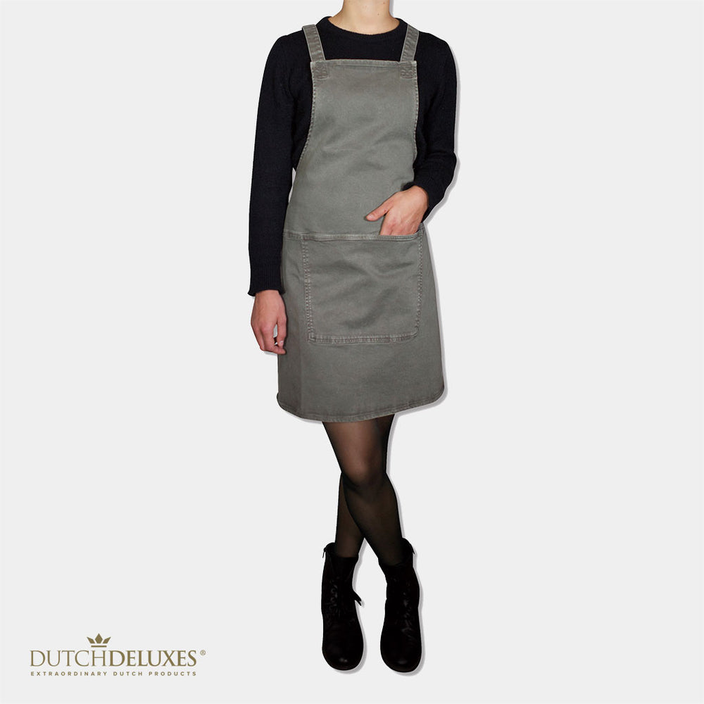 Dutchdeluxes Apron - Handmade - With straps - Unique - Hospitality - Grey
