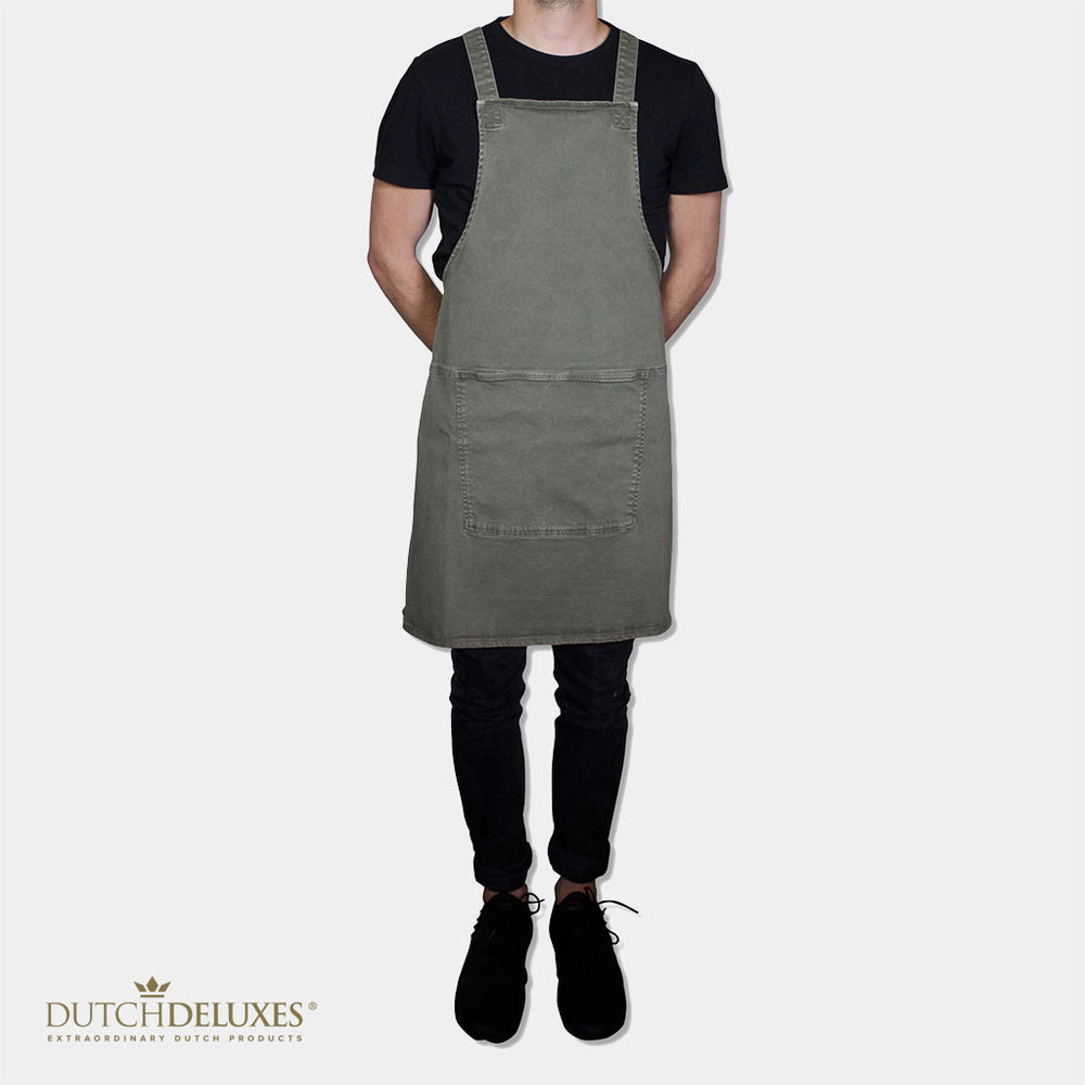 Dutchdeluxes Apron - Handmade - With straps - Unique - Hospitality - Grey