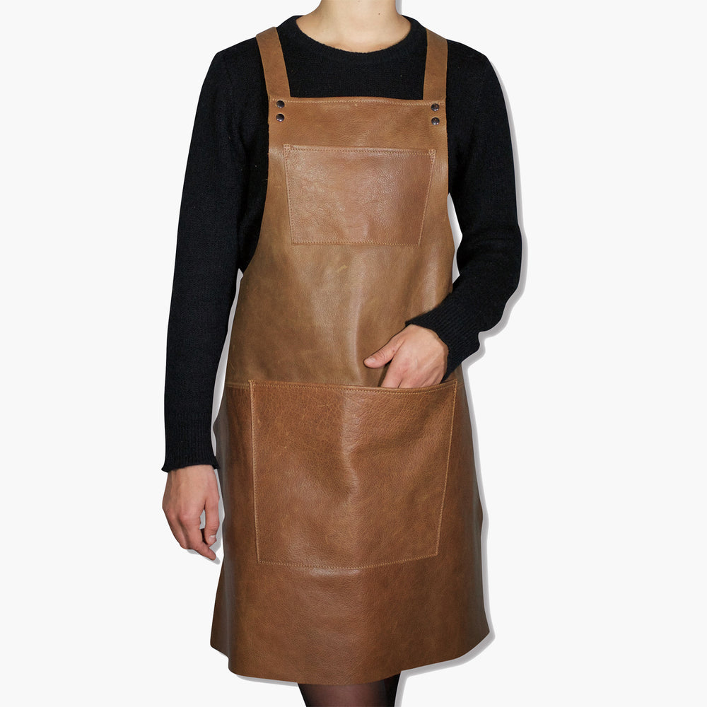 Suspender Style Apron - Leather - Vintage Cognac - Ergo