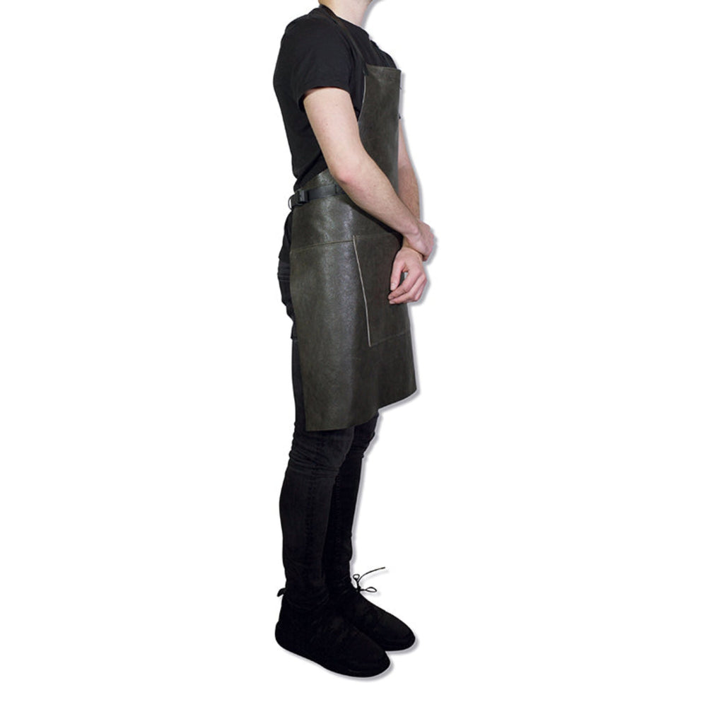 Dutchdeluxes - Handmade - Barbecue - Leather - Vintage - Kitchen - Apron - One Size - Grey/Black