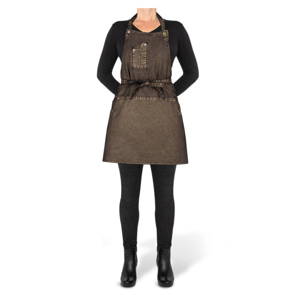 Dutchdeluxes - Handmade - Barbecue - Kitchen Apron - Indigo Jeans - 5 Pockets - Gold-colored