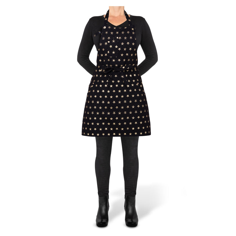 Dutchdeluxes Indigo jeans - Barbecue or kitchen apron - 5 pockets - Black color with stars