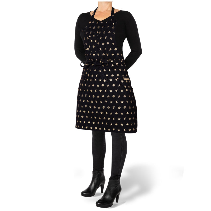 Dutchdeluxes Indigo jeans - Barbecue or kitchen apron - 5 pockets - Black color with stars