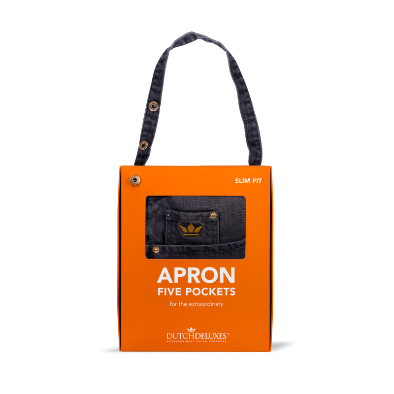 Dutchdeluxes kitchen and barbecue apron - With 5 pockets - Grey denim