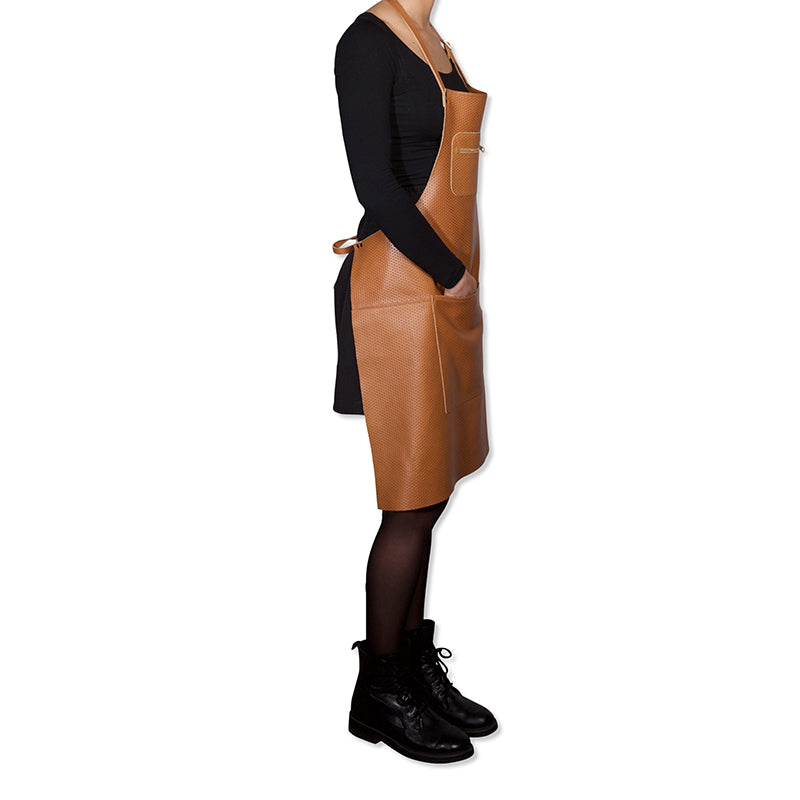 Dutchdeluxes - Handmade - Leather apron perforated - Taupe