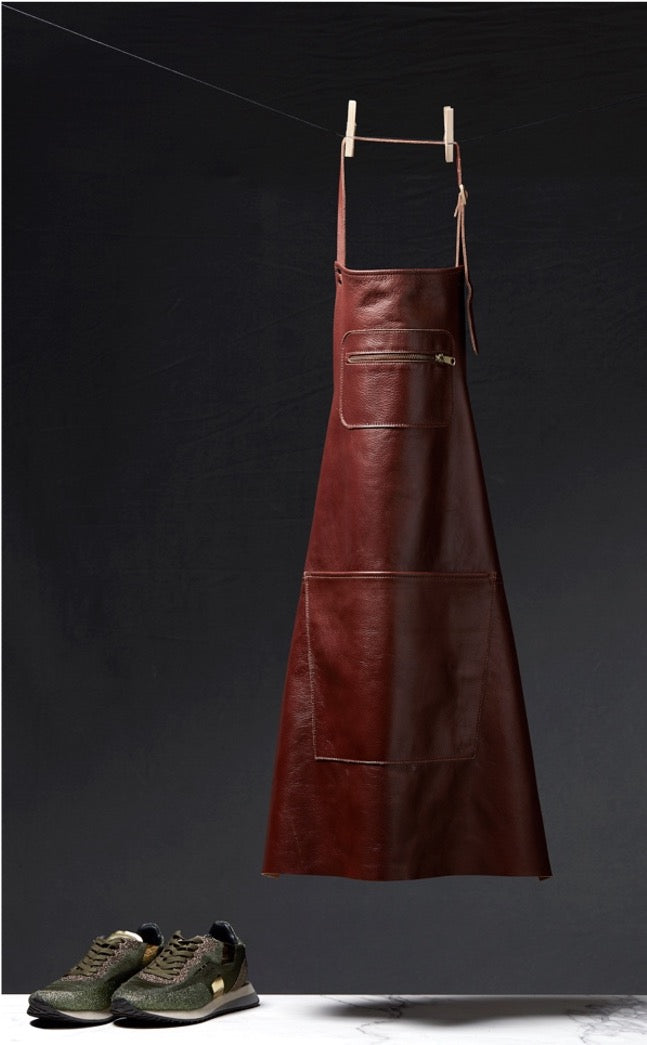 Dutchdeluxes - Luxury - Leather - Handmade - Apron - Kitchen - Barbecue - BBQ - Classic brown