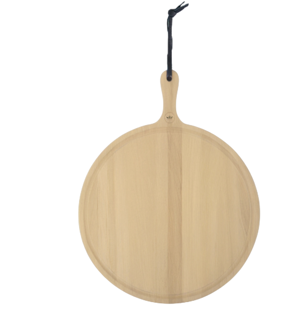 HORECA Dishwasher safe 100% wooden cutting and presentation board - Round - With Handle