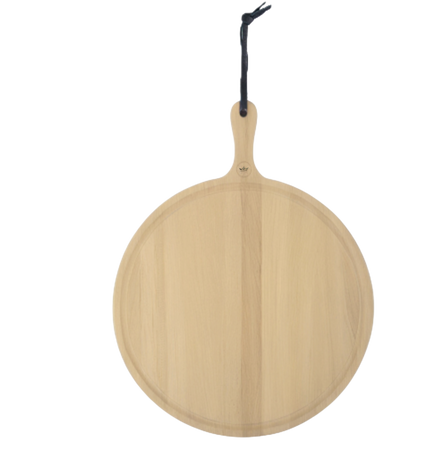 HORECA Dishwasher safe 100% wooden cutting and presentation board - Round - With Handle