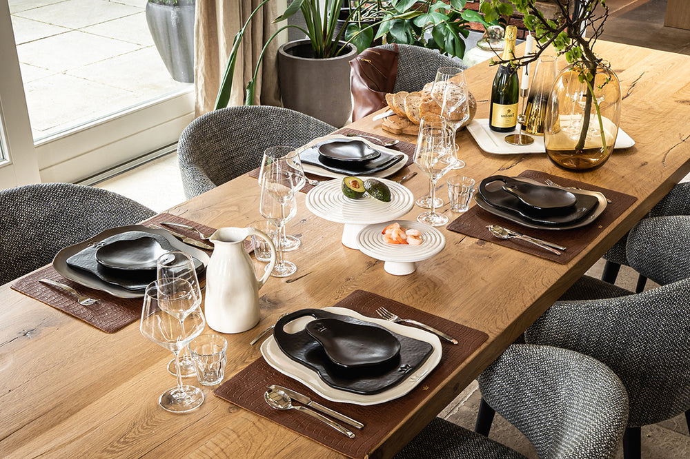 Dutchdeluxes - Ceramic - Set of 2 - XL luxury serving plate - 33.5 x 28 cm - White