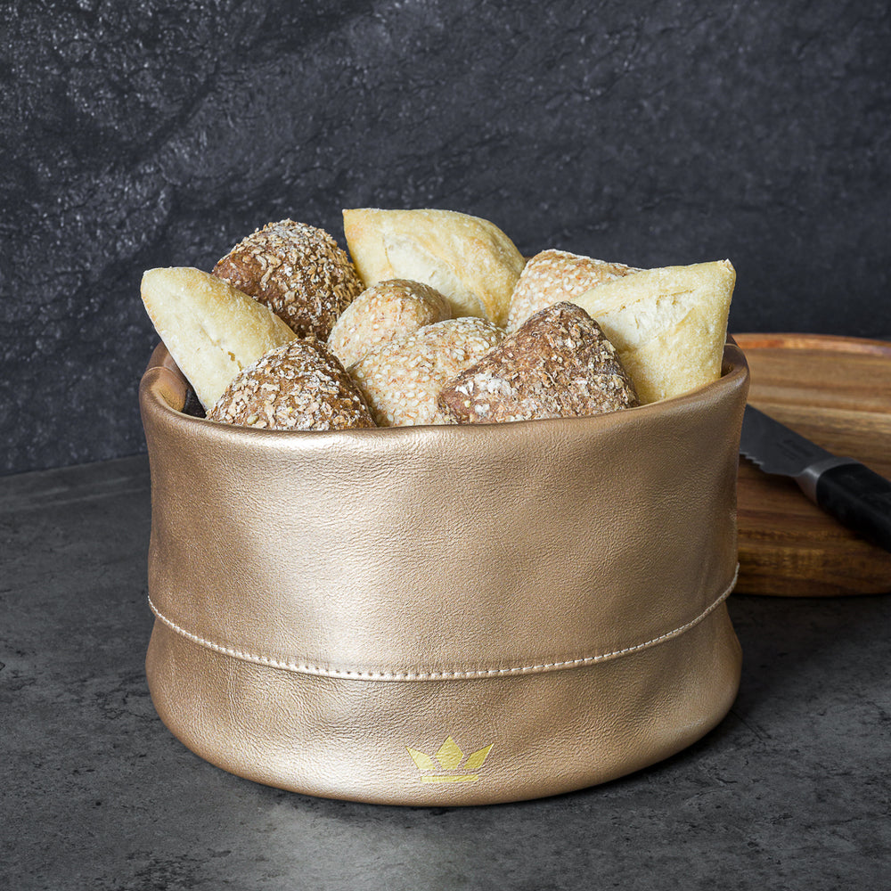 Dutchdeluxes Ben - Leather - Unique - Durable - Bread basket - 15x22 cm - Gold-colored