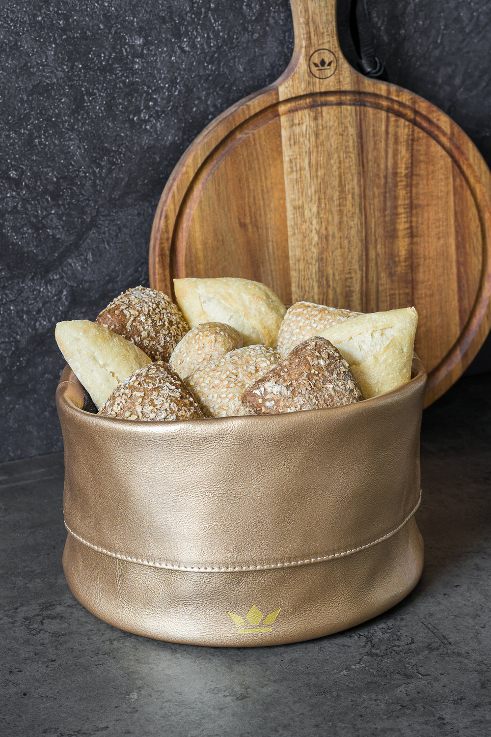 Dutchdeluxes Ben - Leather - Unique - Durable - Bread basket - 15x22 cm - Gold-colored