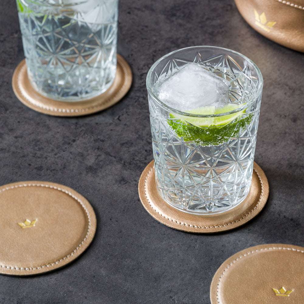 Dutchdeluxes - Luxury - Coasters - Water-resistant - Leather - 4 pieces - Pearly rose