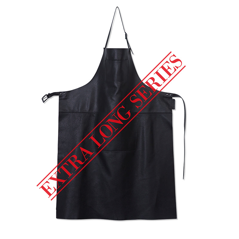 Dutchdeluxes - Unique - Handmade - Leather - Kitchen - Barbecue - Apron - Zipper Style - Extra Long - Black