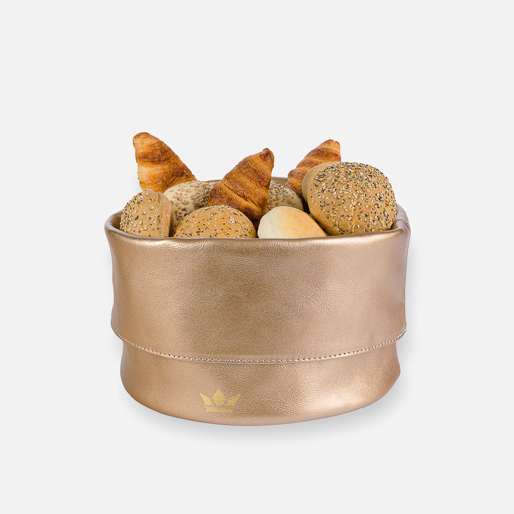 Dutchdeluxes Ben - Leather - Unique - Durable - Bread basket - 15x22 cm - Gold-colored