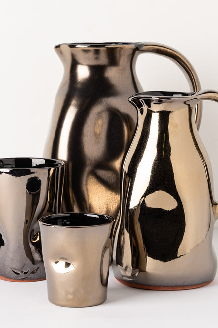 Dutchdeluxes - Luxury - Handmade - Carafe - Earthenware - Medium - Platinum Gold