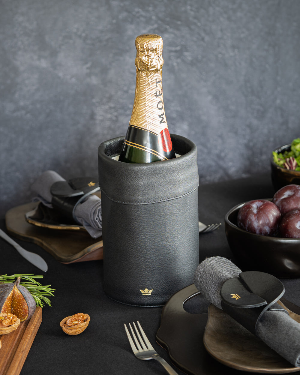 Dutchdeluxes - Luxury - Waterproof - Leather - Wine Cooler - Unique - Elegant - Vintage Grey