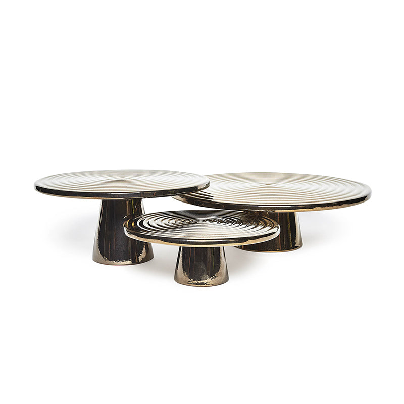 Dutchdeluxes - Ceramic - Elegant - Cake stand - Medium - 25 cm diameter - Platinum matt - Gold