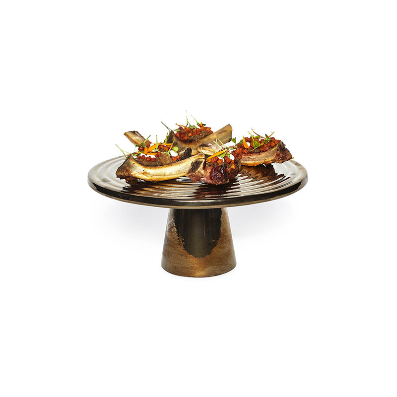 Dutchdeluxes - Ceramic - Elegant - Cake stand - Medium - 25 cm diameter - Platinum matt - Gold