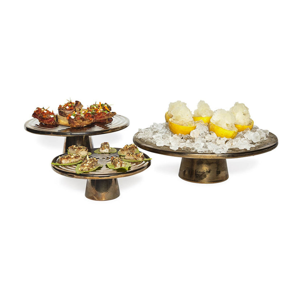 Dutchdeluxes - Ceramic - Elegant - Cake stand - Medium - 25 cm diameter - Platinum matt - Gold