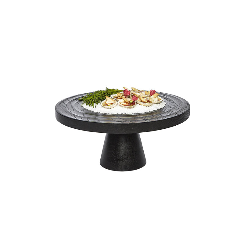 Dutchdeluxes - Oak wood - Handmade - Cake stand - Appetizer stand - With pedestal - Black