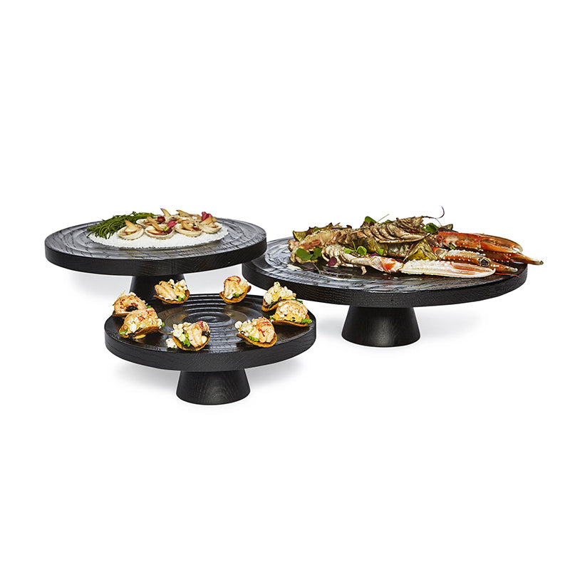 Dutchdeluxes - Oak wood - Handmade - Cake stand - Appetizer stand - With pedestal - Black
