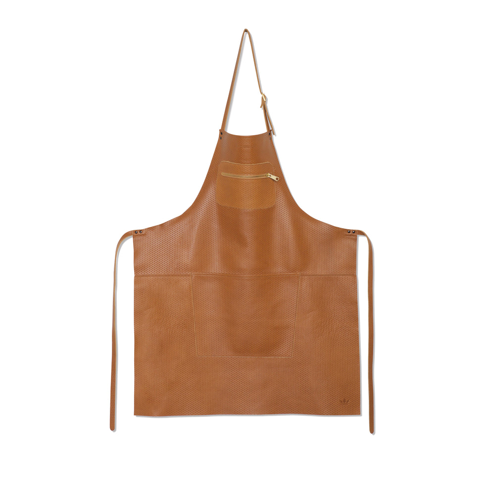 Dutchdeluxes - Handmade - Leather apron perforated - Taupe