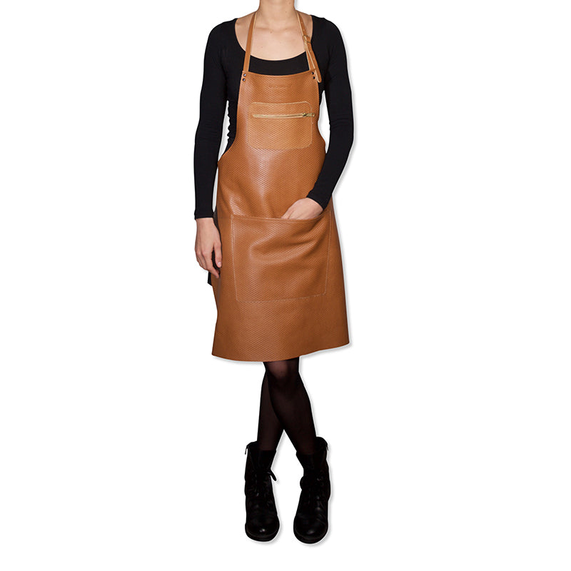 Dutchdeluxes - Handmade - Leather apron perforated - Taupe