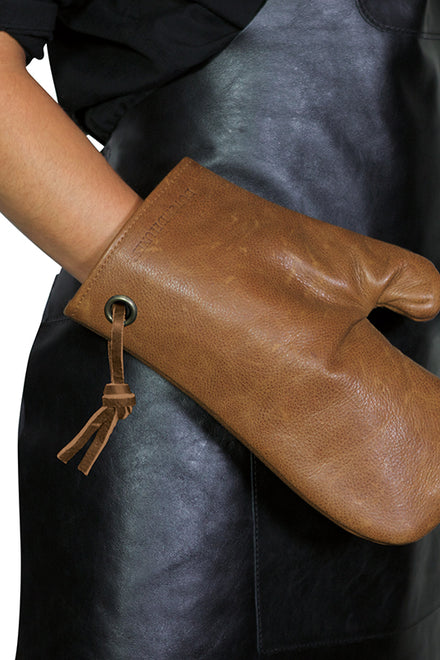 Dutchdeluxes - Ovenwant - (Volnerf) Leder -Vintage cognac - Geschikt voor Barbecue - Incl. Geschenkdoos