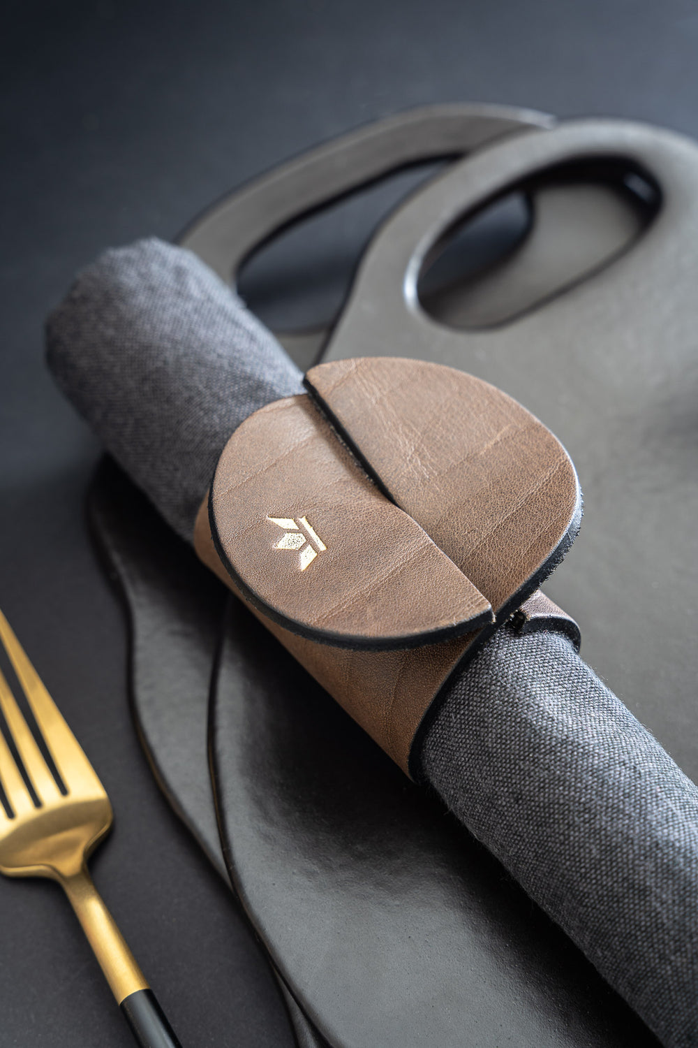 Dutchdeluxes - Serviettenringe - Handgefertigt - Leder - 4 Stück - Vintage Braun