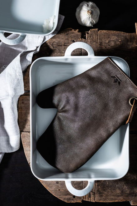 Dutchdeluxes - Ofenhandschuh - (Vollnarbiges) Leder - Braun - Zum Grillen geeignet - Inkl. Geschenkbox