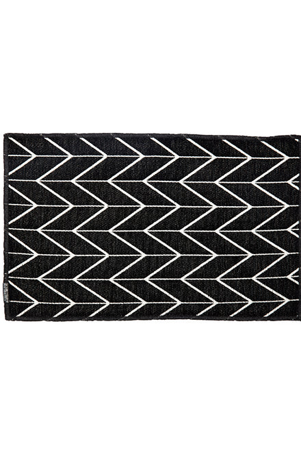 Dutchdeluxes - Handcrafted - Woven cotton - Placemat - Set of 4 - Black & white - Herringbone - Black/white