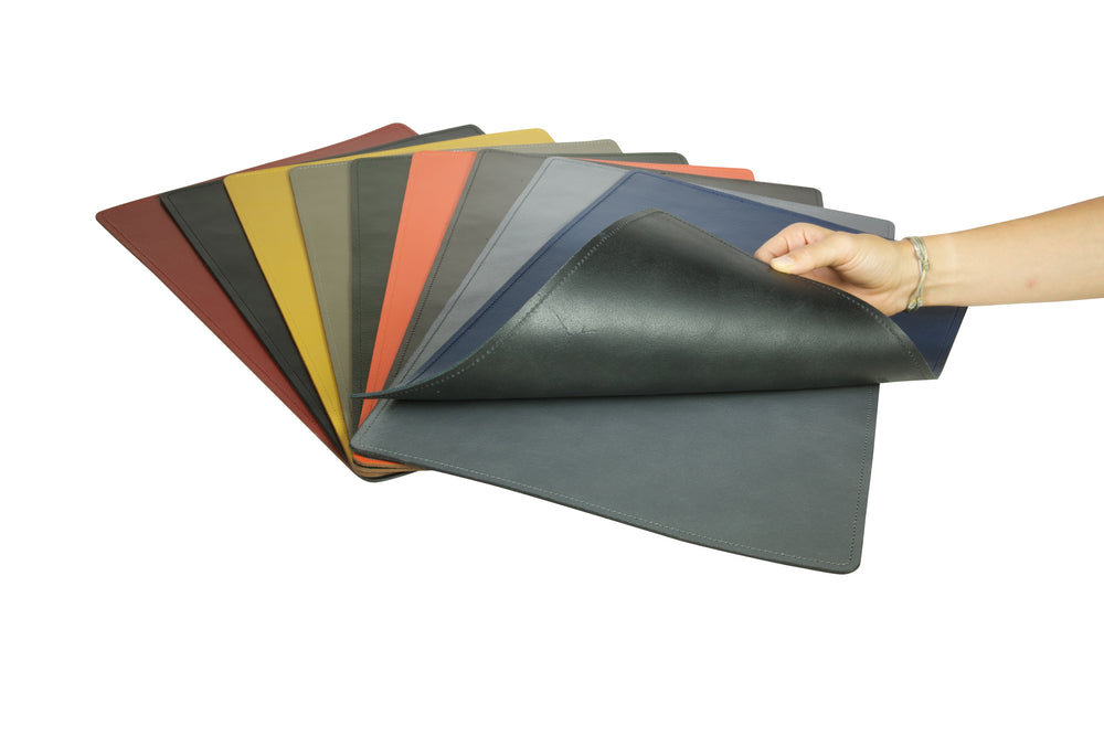 Dutchdeluxes - Handcrafted - Placemat - 1 Piece - Italian nappa Leather - Metallic Grey