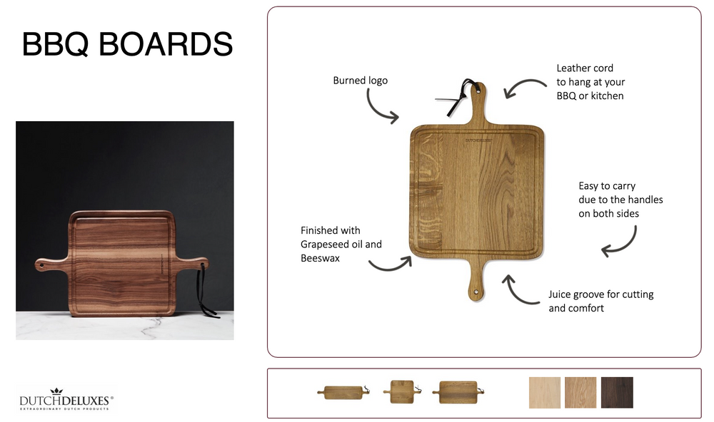 Dutchdeluxes - Oiled walnut - Barbecue - BBQ - Board - XL - Square - Luxury - Multifunctional - Brown