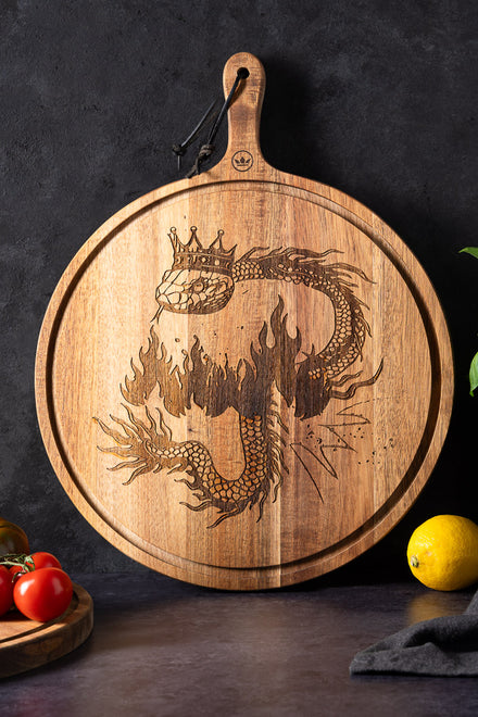 Dutchdeluxes Tattoo boards acacia Fire- Cutting board - Serving board - Medium