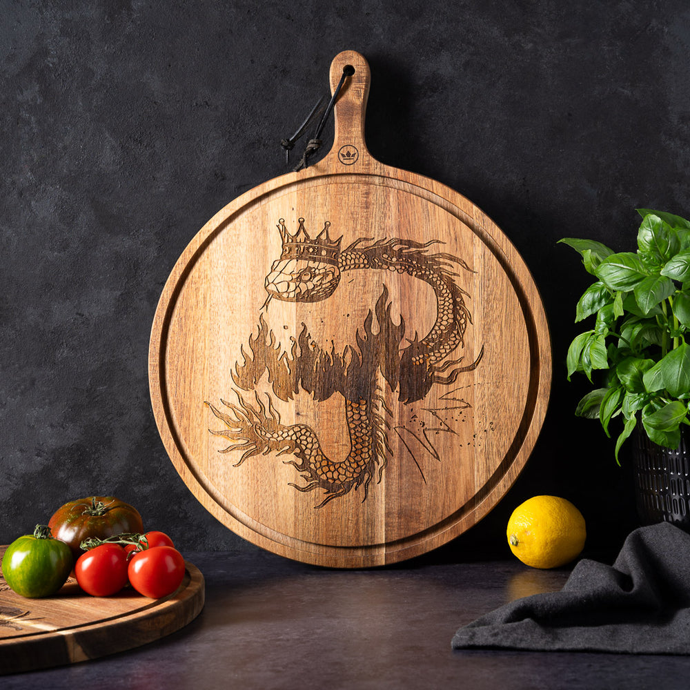 Dutchdeluxes Tattoo boards acacia Fire- Cutting board - Serving board - Medium