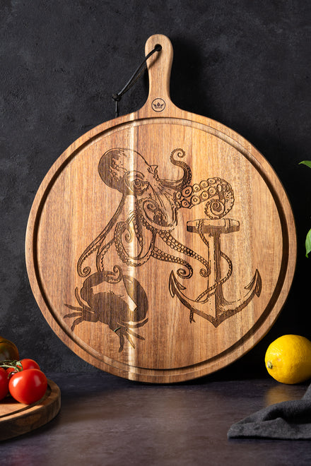 Dutchdeluxes Tattoo boards acacia Water- Cutting board - Serving board - Medium