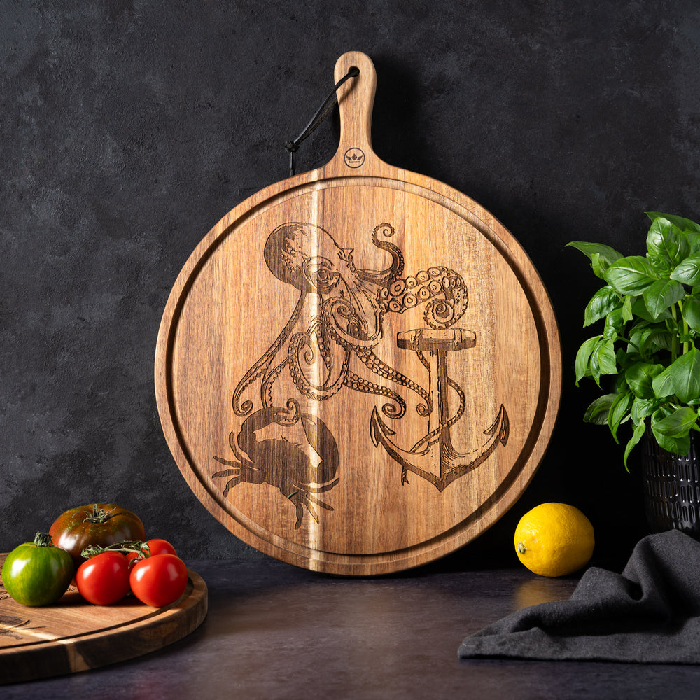 Dutchdeluxes Tattoo boards acacia Water- Cutting board - Serving board - Medium