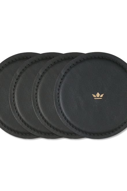 Dutchdeluxes - Water-resistant - Coaster - Set of 4 - Leather - Black