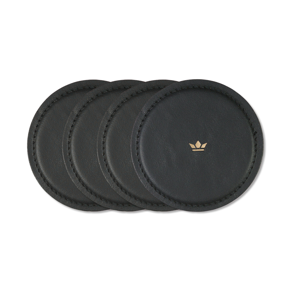 Dutchdeluxes - Water-resistant - Coaster - Set of 4 - Leather - Black